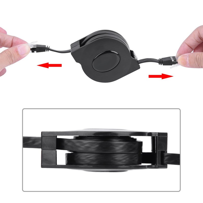 Zerone CAT 6 Ethernet Cable Ultra Flat, Adjustable Retractable CAT6 RJ45 LAN Network Cable Patch Shielded Flat Ethernet Cord(2M) (10 Pcs) - Image 4